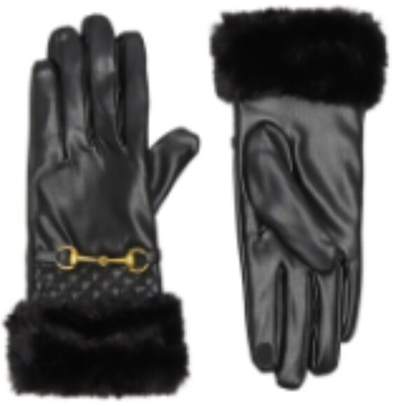 Vince Camuto Black Faux Cuff Leather Gloves | Large-NWT - Picture 1 of 4